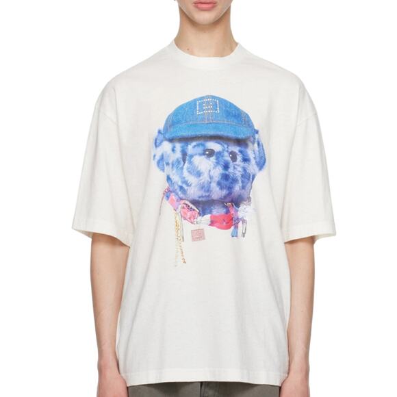 NEW Acne Studios Exford Face Teddy Bear T-Shirt Optic White Small NWOT - Picture 1 of 7